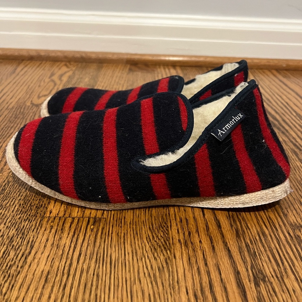 Armor Lux Women’s Red and Navy Striped Slippers